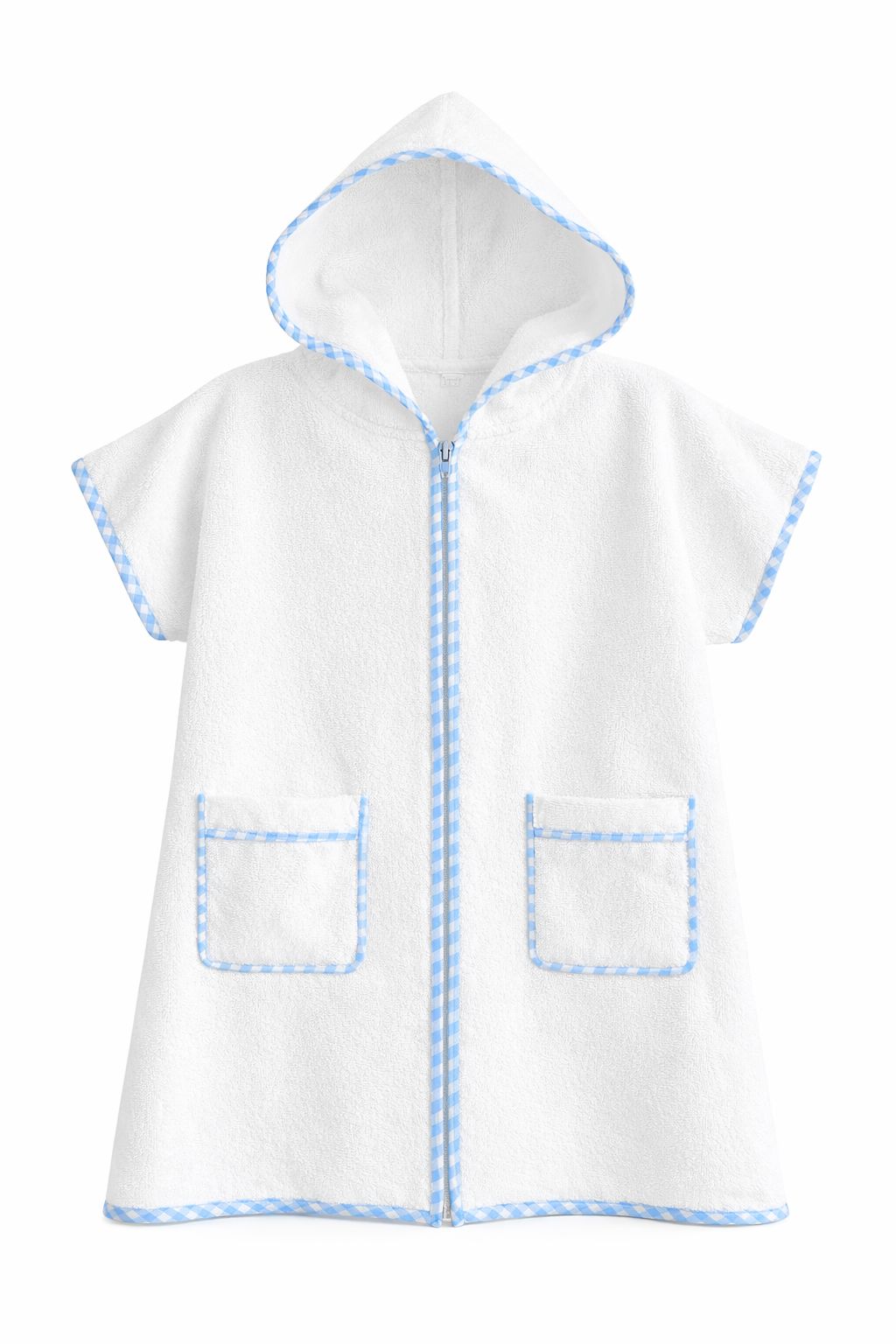 Hooded Terry Cloth Cover Up - Blue Gingham Boy Cover Up Terry Tots 