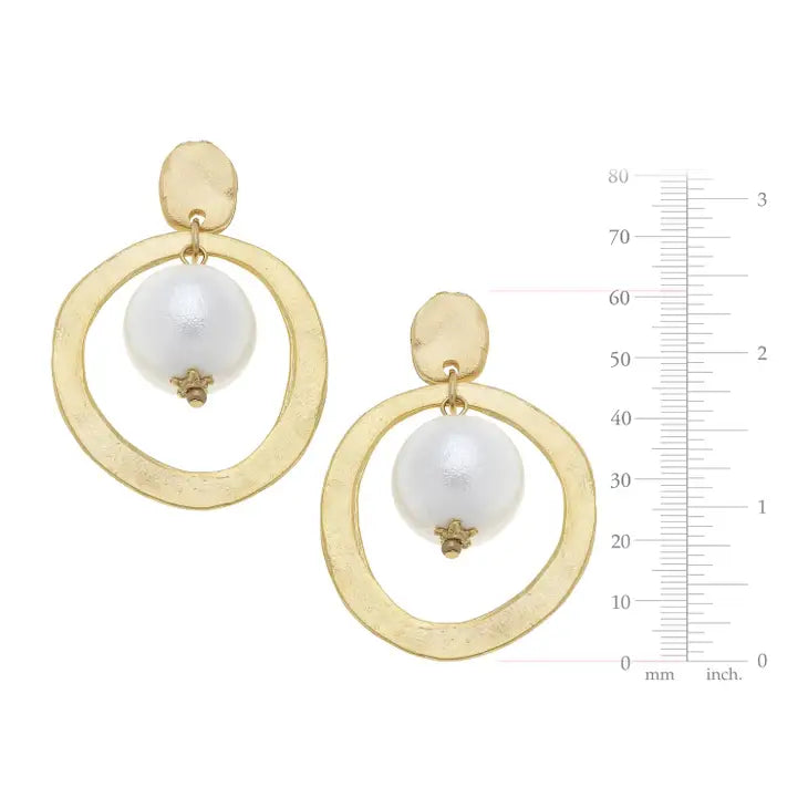 Hoop with Cotton Pearl Earrings Earrings Susan Shaw 