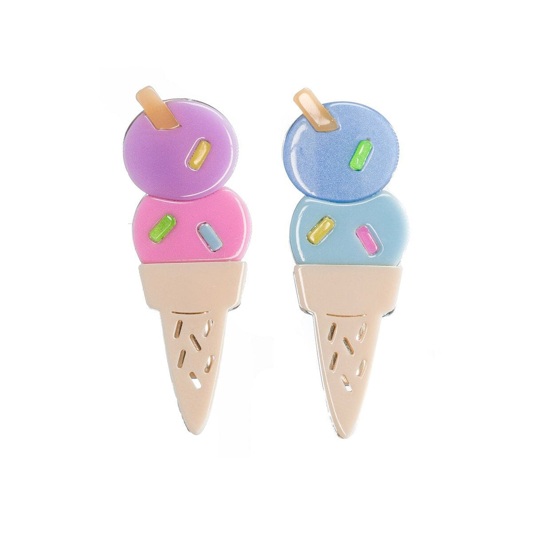 Ice Cream Cone Pastel Alligator Clips Girl Hair Accessory Lilies and Roses 