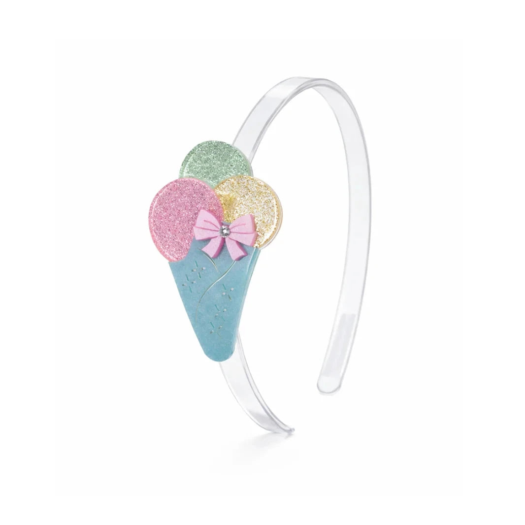 Ice Cream Cone Pastel Headband Girl Headband Lilies and Roses 
