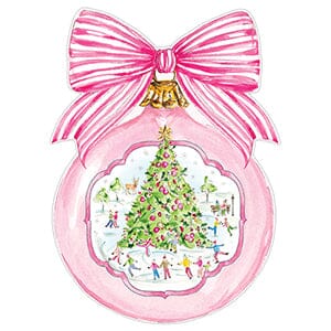 Ice Skating Rink Ornament with Pink Bow Posh DieCut Placemat Placemats Rosanne Beck 