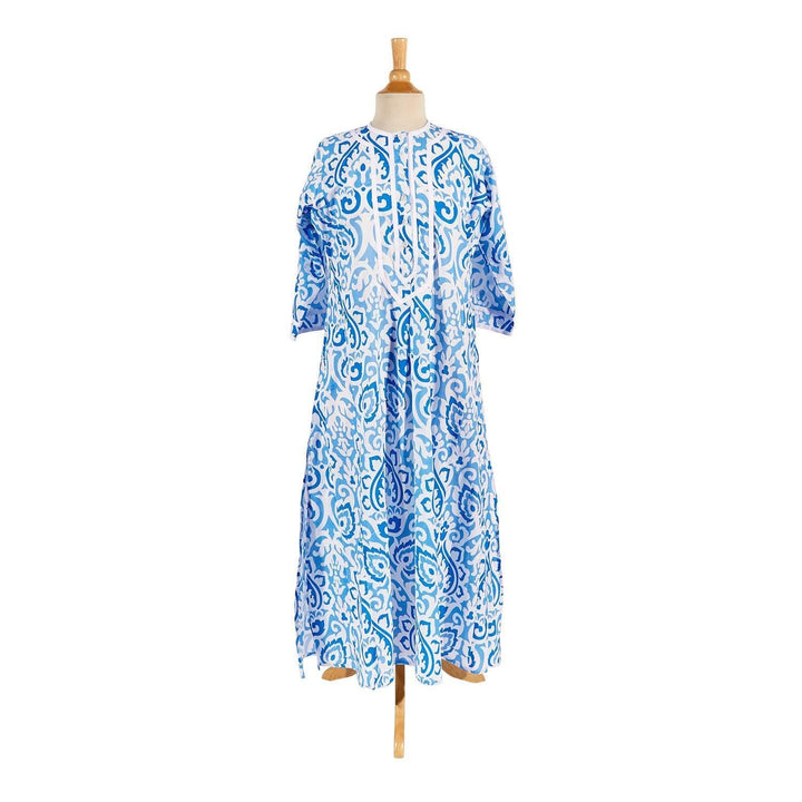 Ikat Breeze Block Printed Cotton Caftan Dress Womens Cover Up Two's Company 
