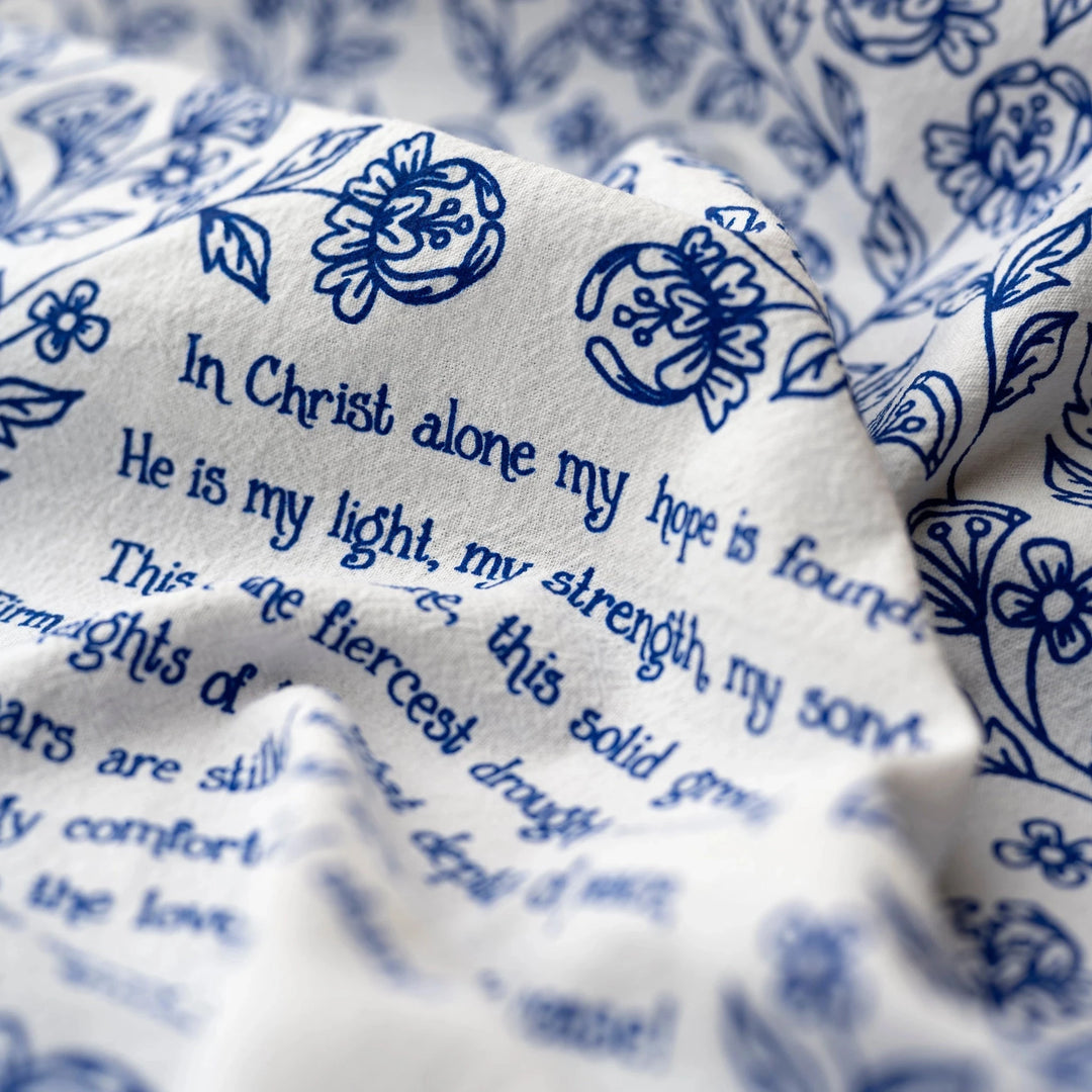 In Christ Alone Hymn Tea Towel - Blue Kitchen Towel Little Things Studio 