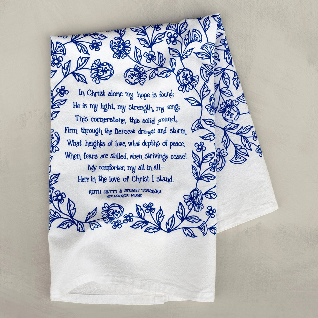 In Christ Alone Hymn Tea Towel - Blue Kitchen Towel Little Things Studio 