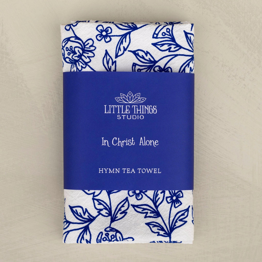 In Christ Alone Hymn Tea Towel - Blue Kitchen Towel Little Things Studio 