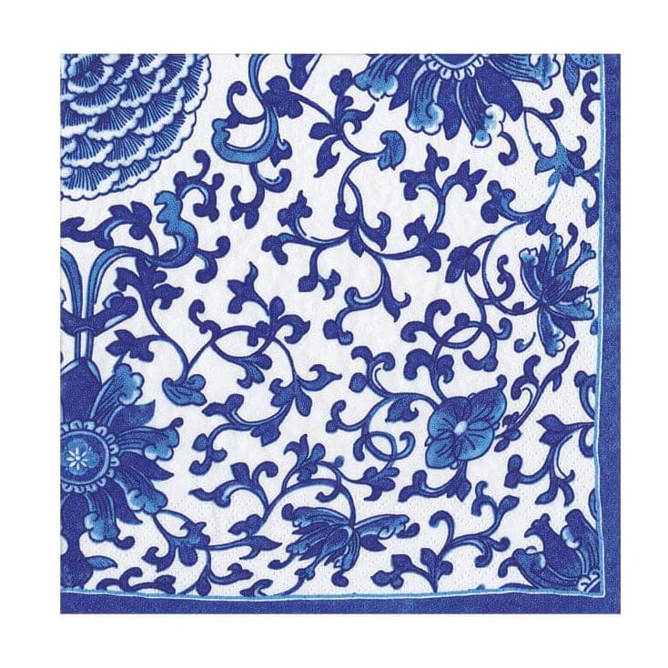 Indigo Garden Blue and White Cocktail Napkin - 20 Per Package Cocktail Napkins Caspari 