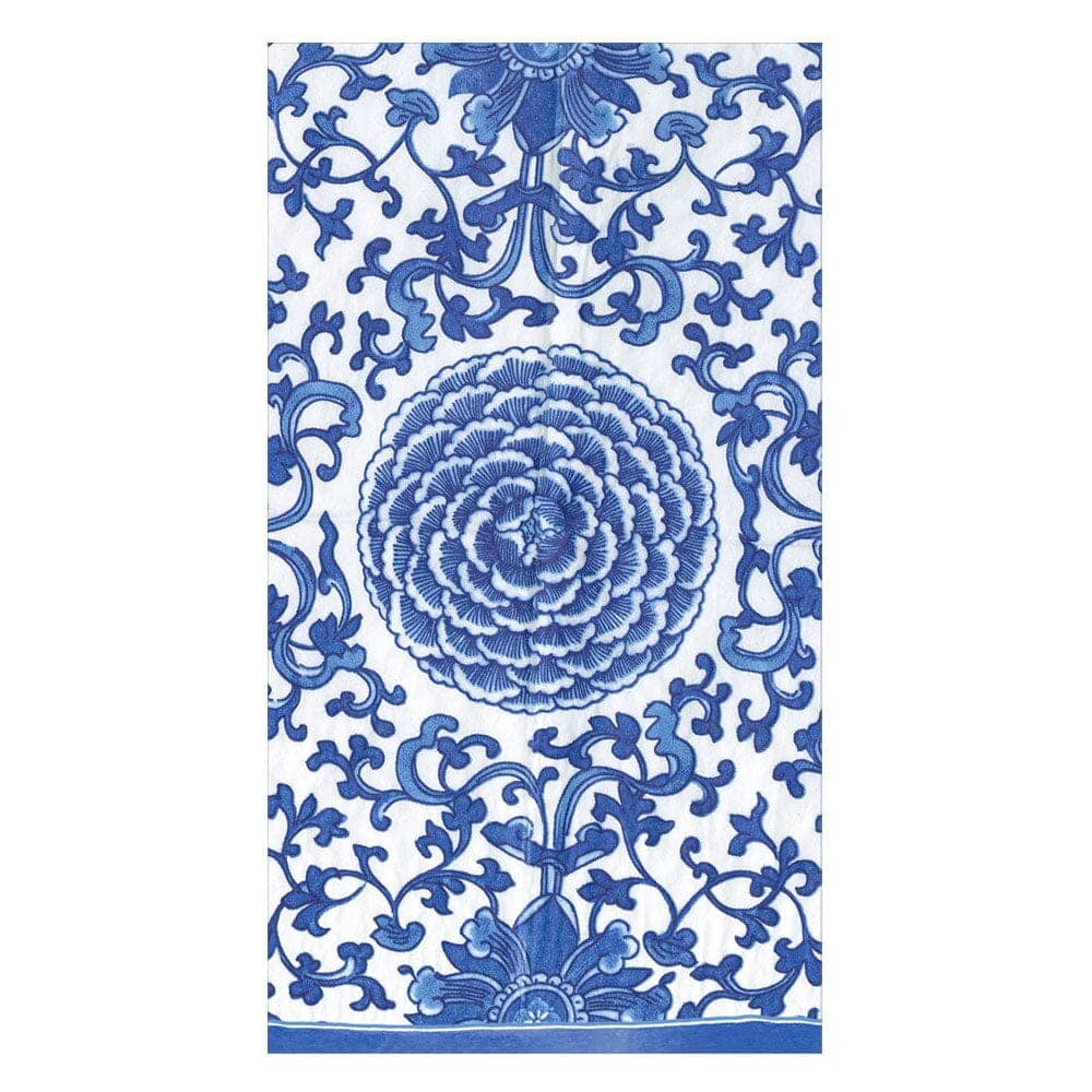 Indigo Garden Blue and White Guest Towel - 15 Per Package Guest Towels Caspari 