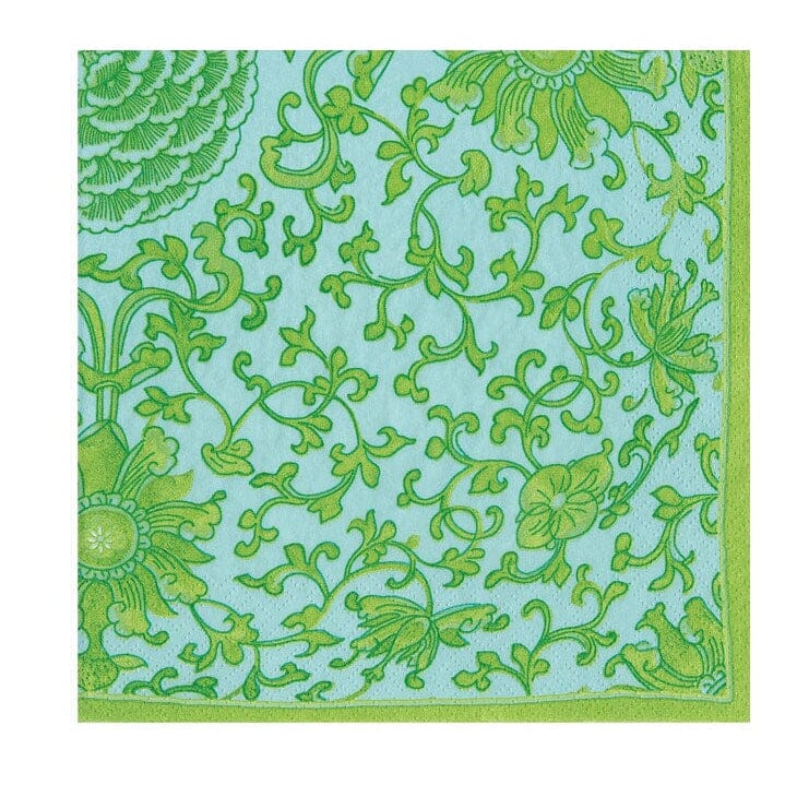 Indigo Garden Jade/Turquoise Cocktail Napkin - package of 20 Cocktail Napkins Caspari 