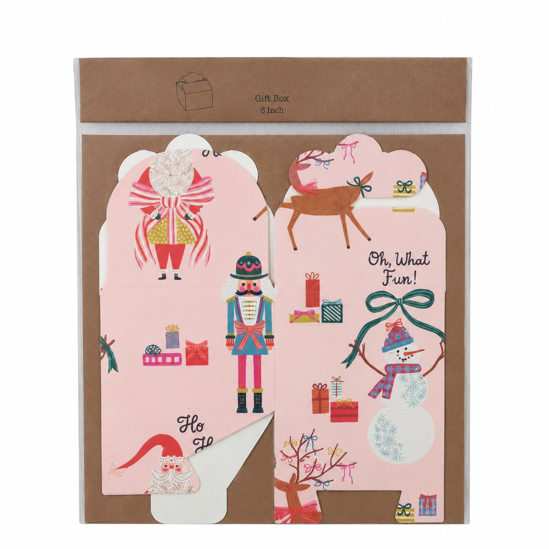 Interlocking Gift Box with Holiday Pattern Gift Bag Creative Co-Op 