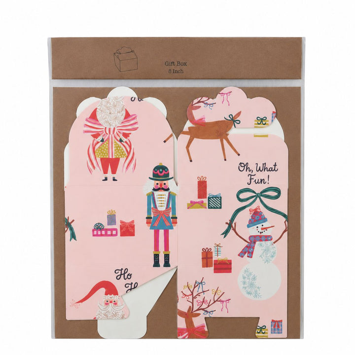 Interlocking Gift Box with Holiday Pattern Gift Bag Creative Co-Op 