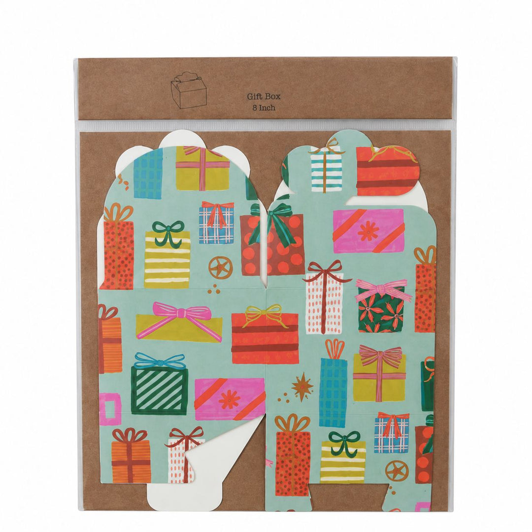 Interlocking Gift Box with Holiday Pattern Gift Bag Creative Co-Op 