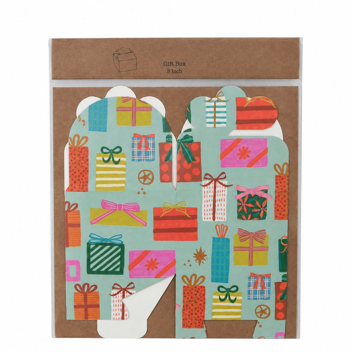Interlocking Gift Box with Holiday Pattern Gift Bag Creative Co-Op 