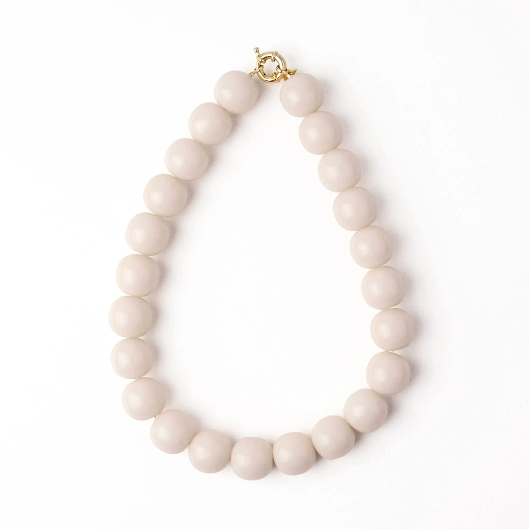 Iris Large Bead Necklace - Milky White Womens Necklace Ink and Alloy 