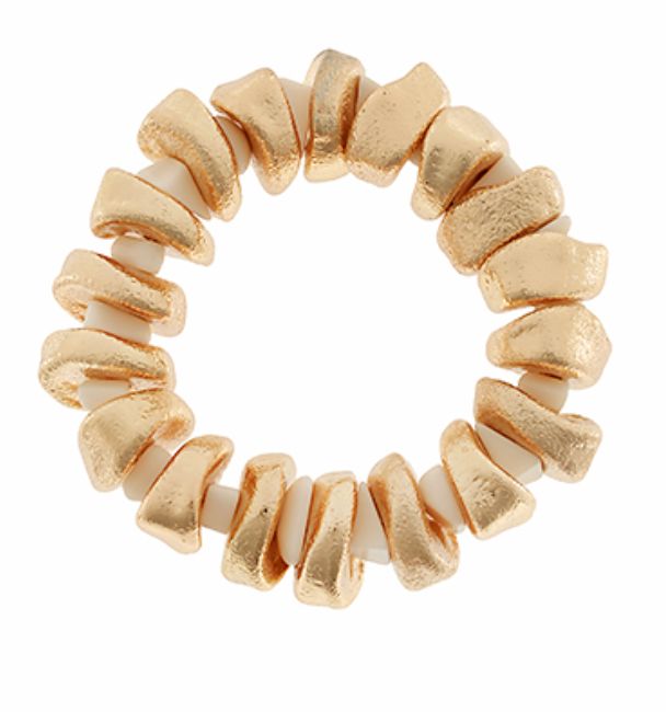 Irregular Shape Beaded Bracelet - White/Gold Womens Bracelet Golden Stella 