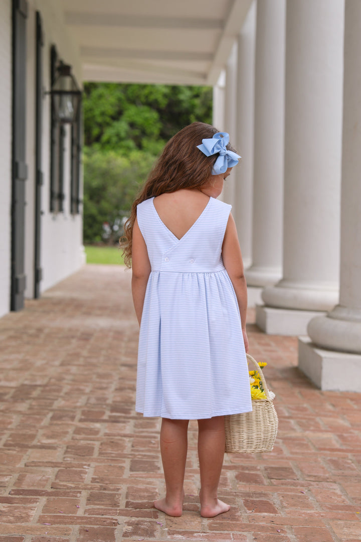Isabella Dress - Light Blue Stripe Girl Dress Trotter Street Kids 