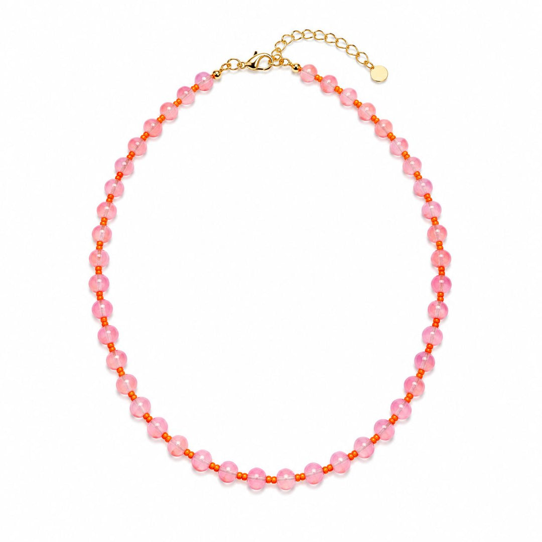 Isla Beaded Necklace - Light Pink and Orange Womens Necklace Caryn Lawn 