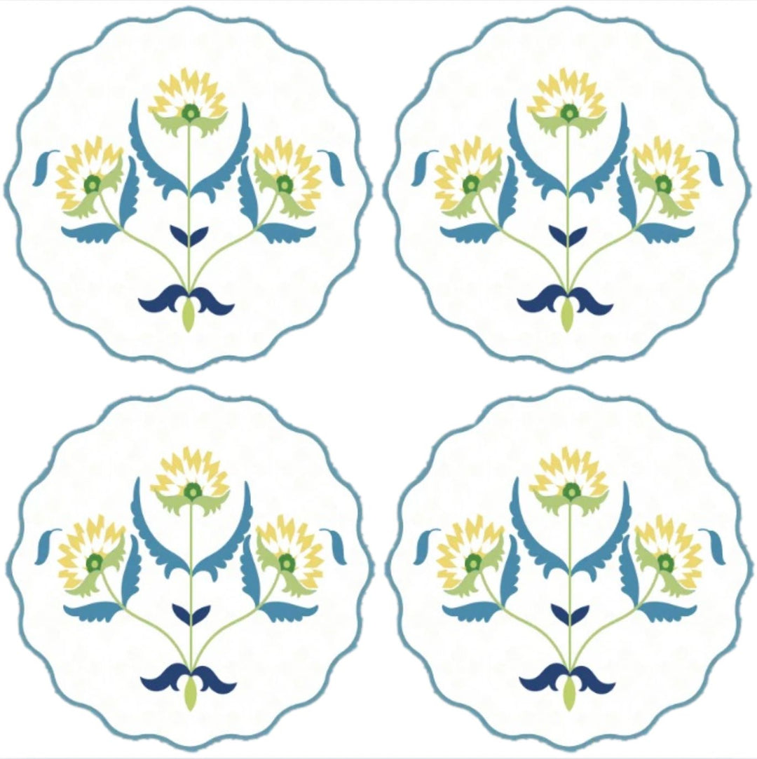 Italian Flower Blue Coaster Set Coasters Holly Stuart 