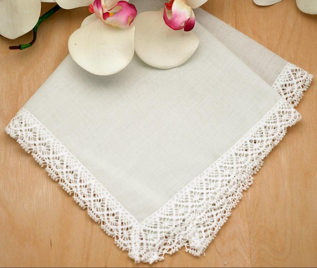 Ivory Cathedral Lace Wedding Handkerchief Handkerchief Bumblebee Linens 