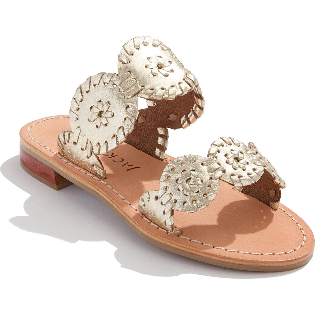 Jack Rogers Girls Lauren Flat Sandals - Platinum Children Shoes Jack Rogers 