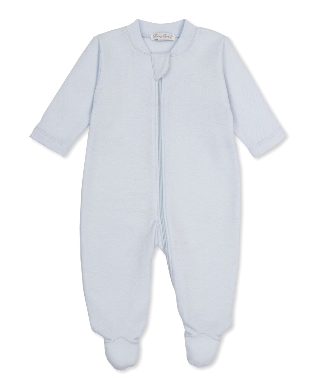Jacquard Footie w/ Zip - Light Blue Boy Footie Kissy Kissy 