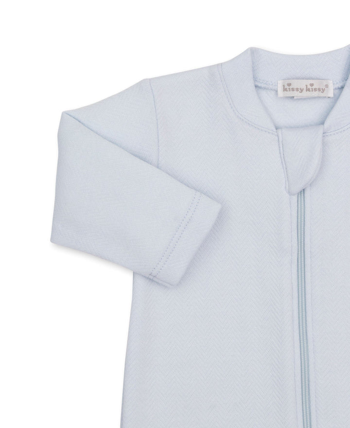 Jacquard Footie w/ Zip - Light Blue Boy Footie Kissy Kissy 