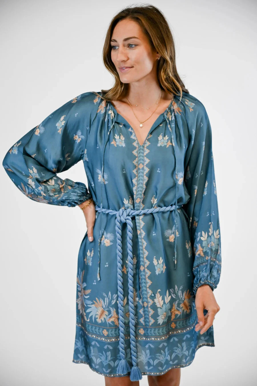 Jade Dress - Azure Palm Womens Dress Victoria Dunn 