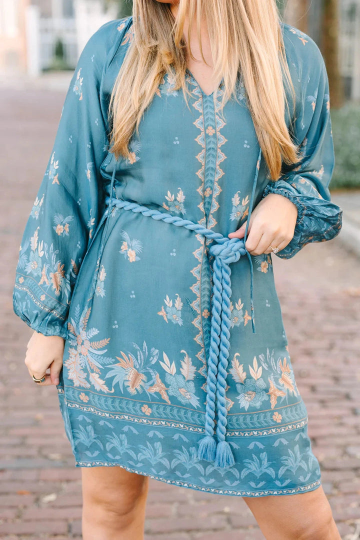 Jade Dress - Azure Palm Womens Dress Victoria Dunn 