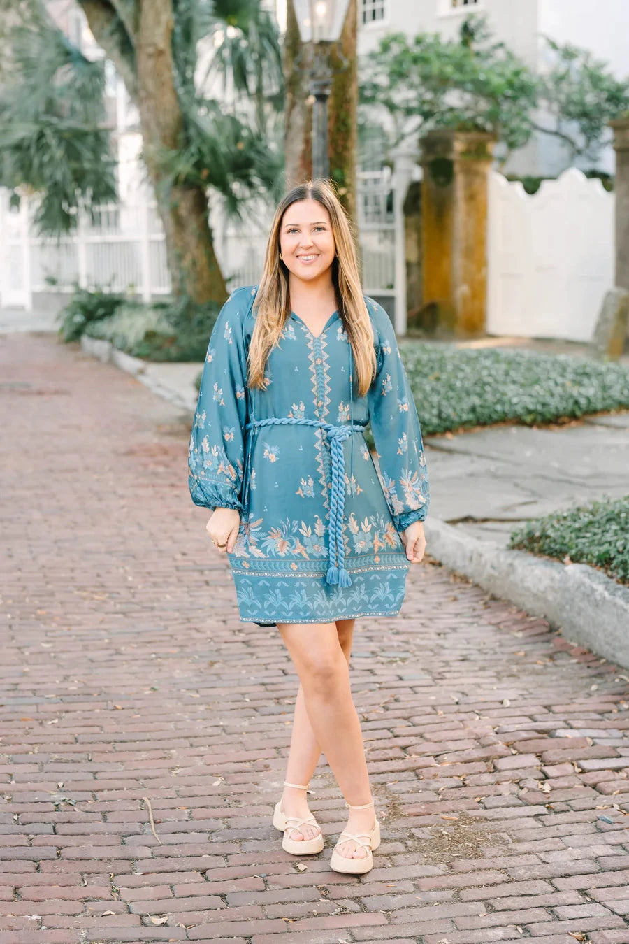 Jade Dress - Azure Palm Womens Dress Victoria Dunn 