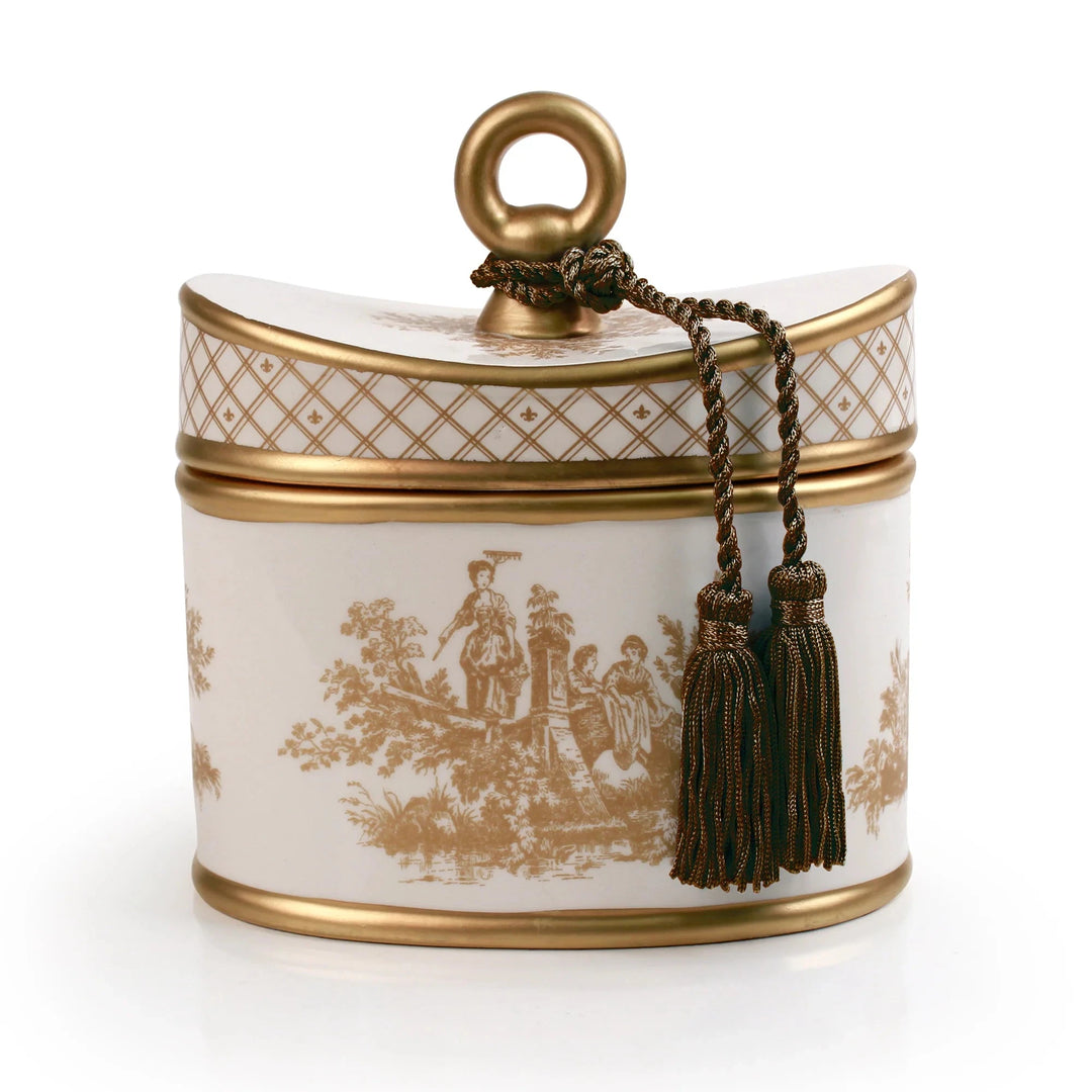 Japanese Quince Classic Toile Ceramic Two-Wick Candle Candle Seda France 