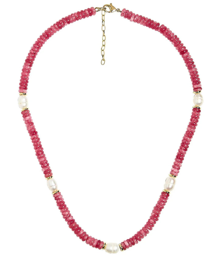 Jenny Quartz Beaded Fresh Water Pearl Necklace Womens Necklace Lisi Lerch Coral 
