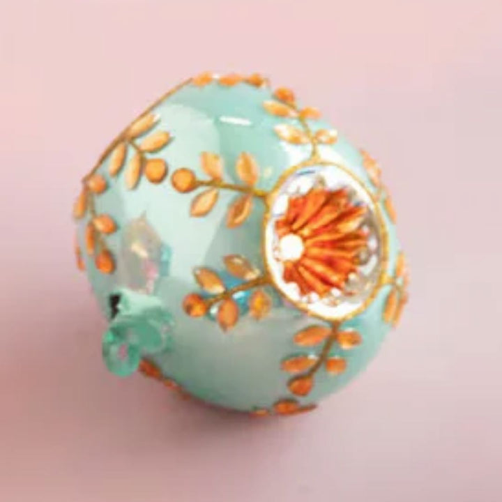 Jeweled Reflector Glass Ornaments Christmas Ornament Park Hill - Glitterville Blue with Orange 