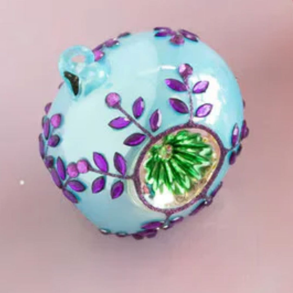 Jeweled Reflector Glass Ornaments Christmas Ornament Park Hill - Glitterville Blue with Purple 