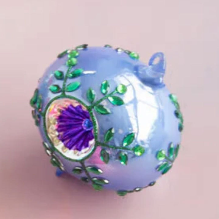 Jeweled Reflector Glass Ornaments Christmas Ornament Park Hill - Glitterville Purple with Green 