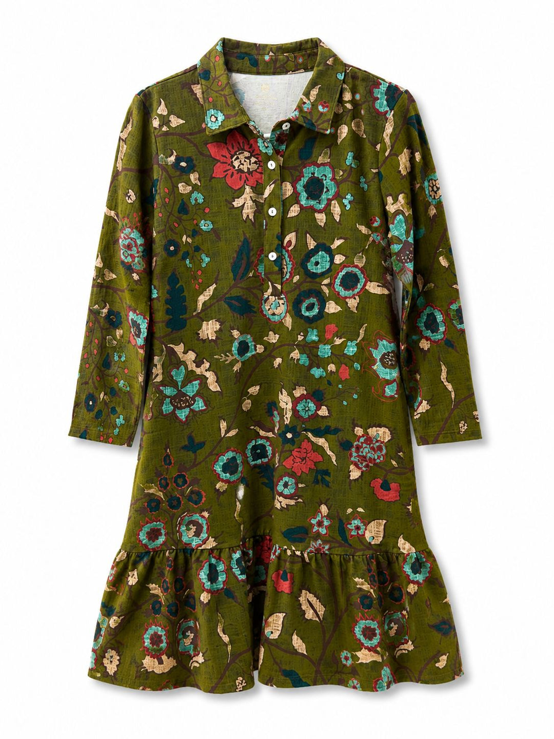 Joelle 3/4 Sleeve Dress - Tabby Floral Olive Womens Dress Spartina 