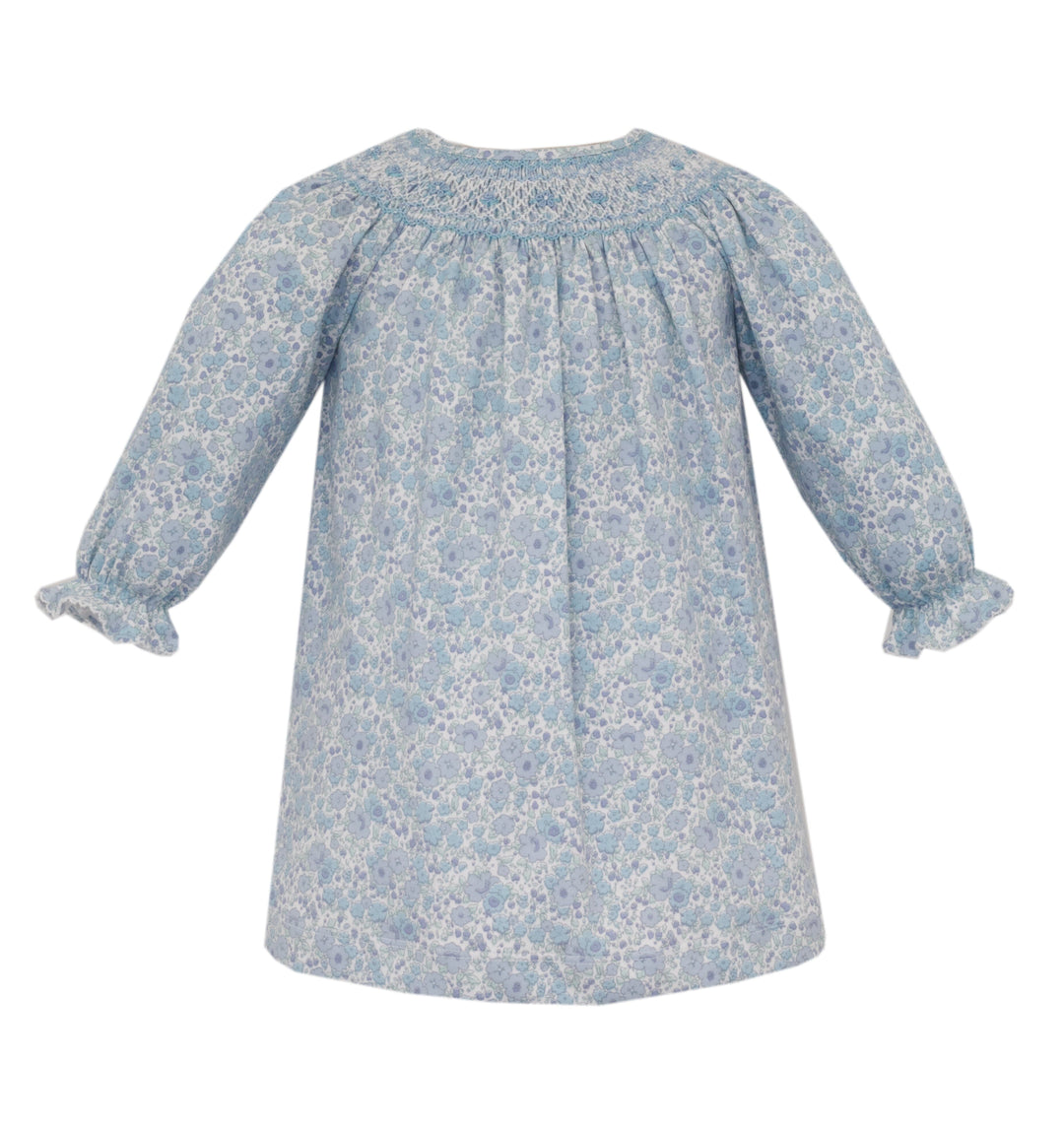 Joy Blue Liberty Knit Bishop Girl Dress Petit Bebe 