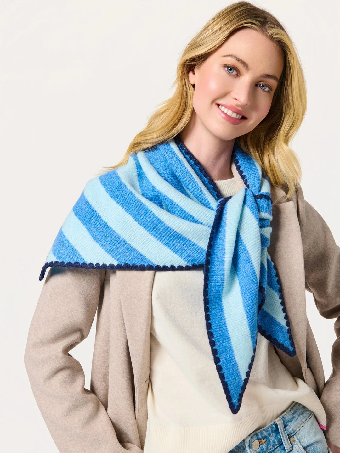 Joy Large Triangle Scarf - Blues Scarf Shiraleah 