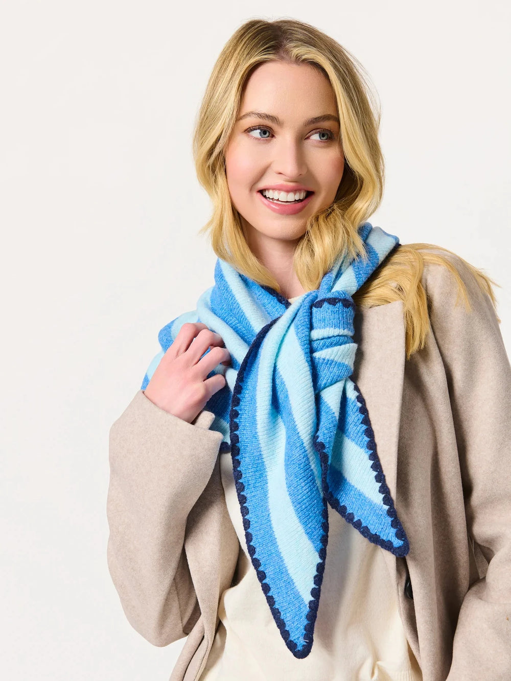 Joy Large Triangle Scarf - Blues Scarf Shiraleah 