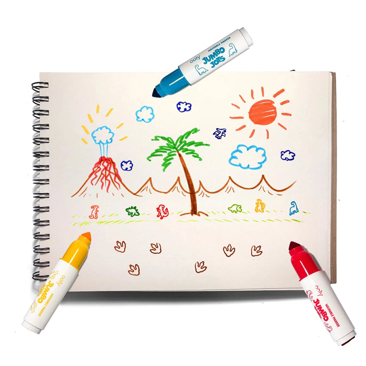 Jumbo Jots Dual Tip Dinosaur Stamp Markers - Set of 8 Coloring Supplies Ooly 