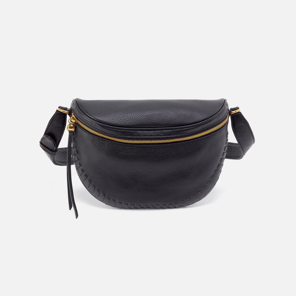 Juno Belt Bag - Black Whipstitch Crossbody Bag Hobo 