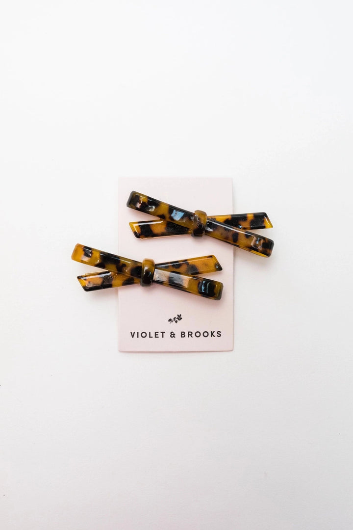Kate Bow Clip Pair - Tortoise Womens Hair Accessory Violet & Brooks 
