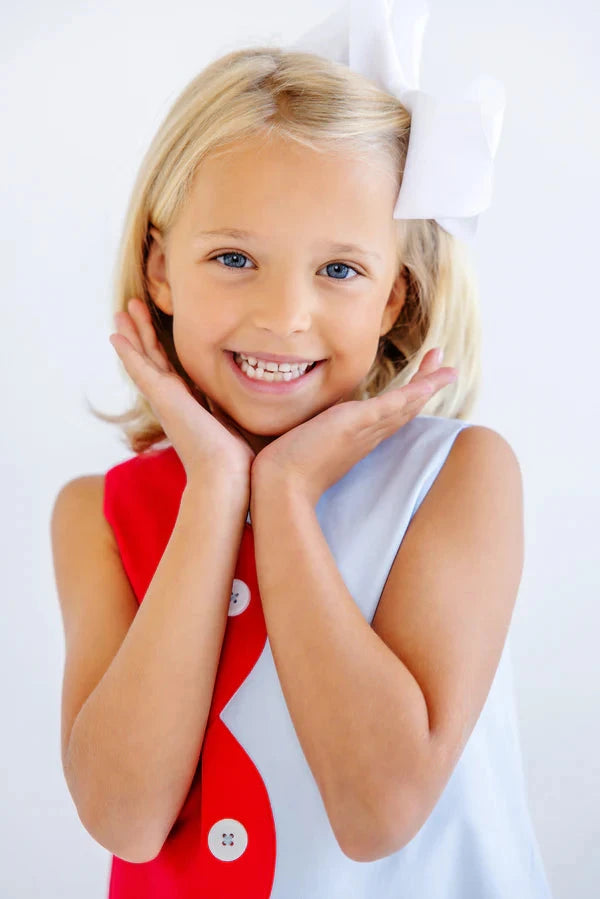 Kennedy Colorblock Jumper - Richmond Red/Buckhead Blue Girl Dress Beaufort Bonnet 