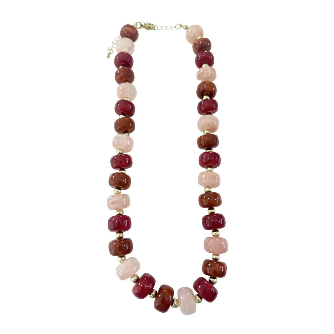 Kenny Chunky Beaded Necklace - Maroon Mix Womens Necklace Gemelli 