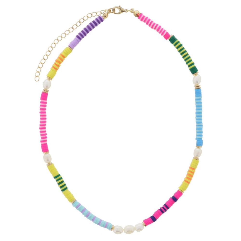 Kids 14" Multi Colorblock with Rubber Sequin and Pearl Accents Necklace Girl Necklace Jane Marie 