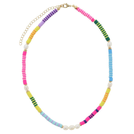 Kids 14" Multi Colorblock with Rubber Sequin and Pearl Accents Necklace Girl Necklace Jane Marie 