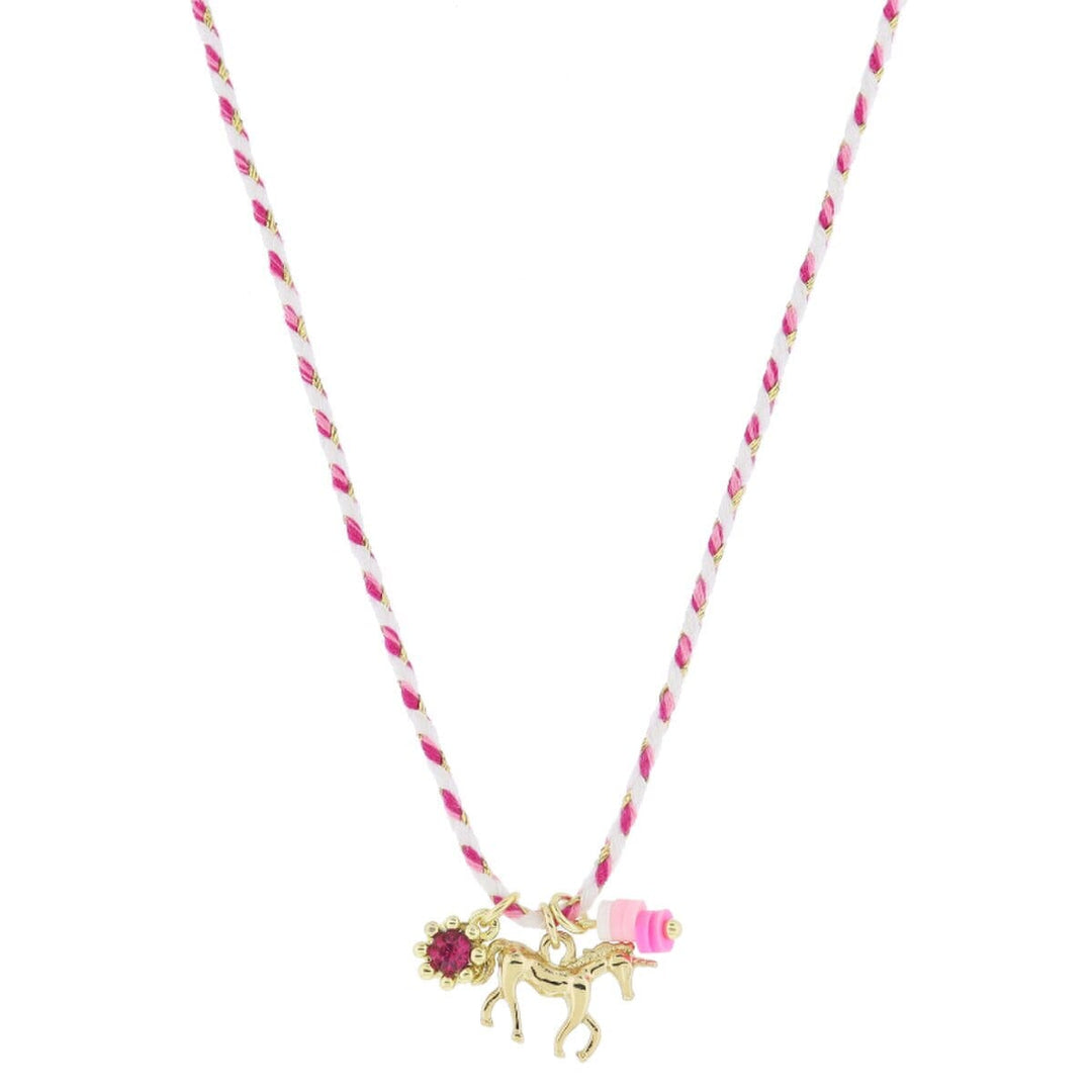 Kids 14" Multi Sequin Pink Flower and Unicorn Necklace Girl Necklace Jane Marie 