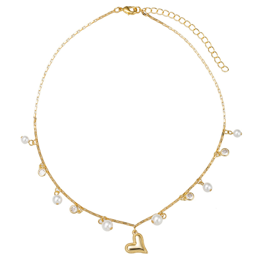 Kids 18K Gold Plated Necklace with Pearl & Crystals and Heart Girl Necklace Jane Marie 