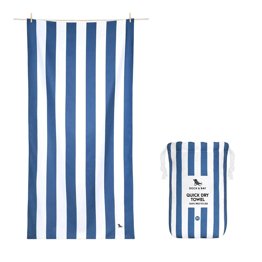 Kid's Cabana Quick Dry Towel - Medium Childrens Beach Towels Dock and Bay Whitsunday Blue 