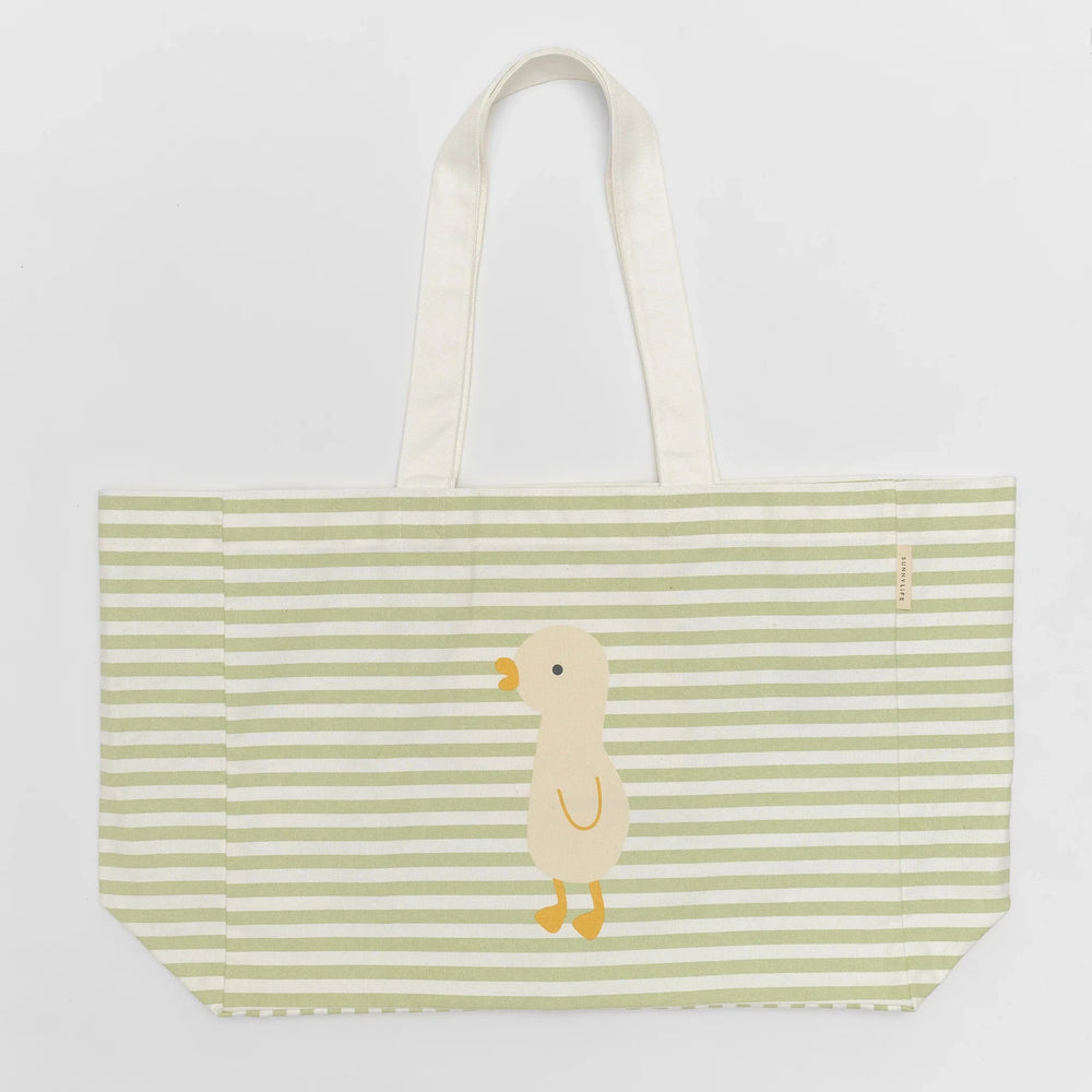 Kids Canvas Beach Bag - Duck Sage Stripe Beach Bag Sunny Life 