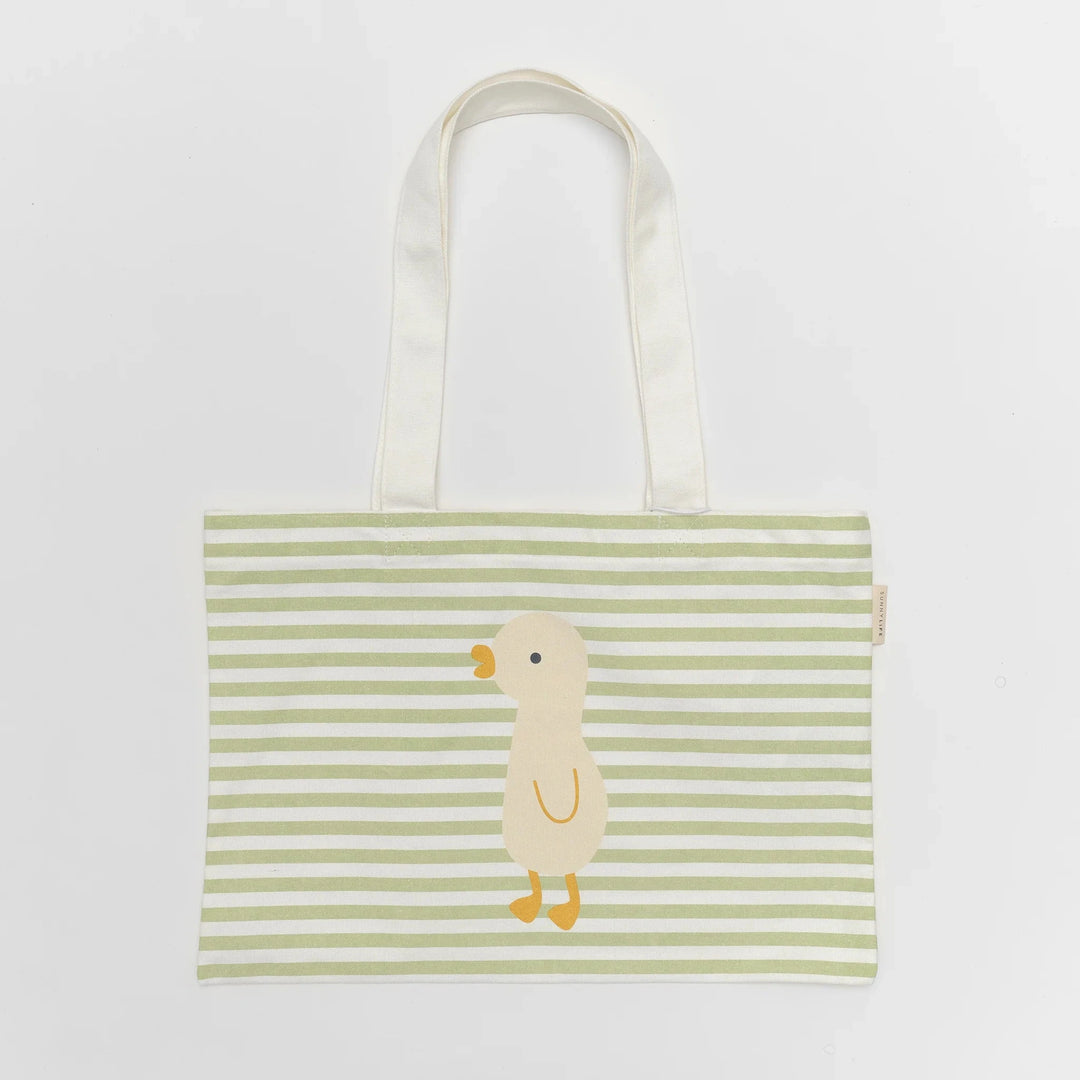 Kids Canvas Beach Bag - Duck Sage Stripe Beach Bag Sunny Life 
