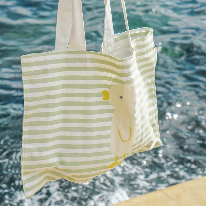 Kids Canvas Beach Bag - Duck Sage Stripe Beach Bag Sunny Life 